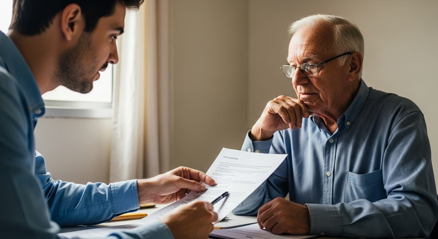 Professor idoso revisando o planejamento da aposentadoria com consultor financeiro. Professor idoso revisando o planejamento da aposentadoria com consultor financeiro.
