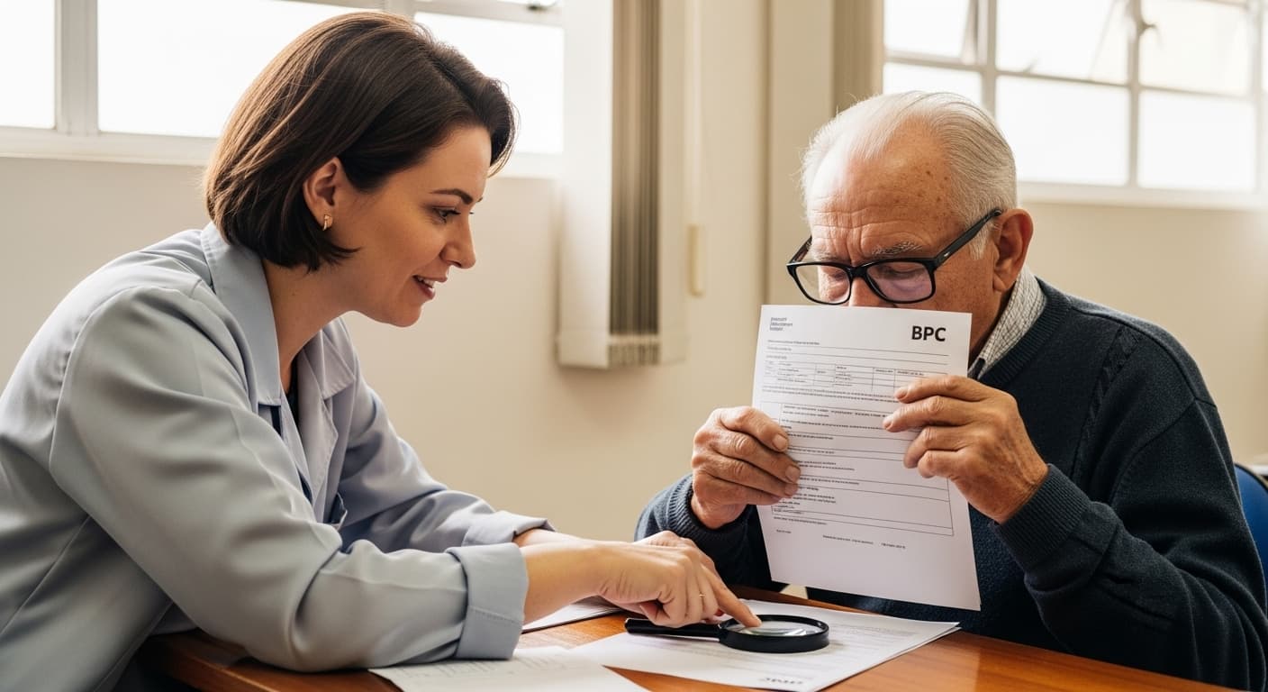 Idoso com glaucoma recebendo assistência BPC. Inclusão e apoio social. Idoso com glaucoma recebendo assistência BPC. Inclusão e apoio social.